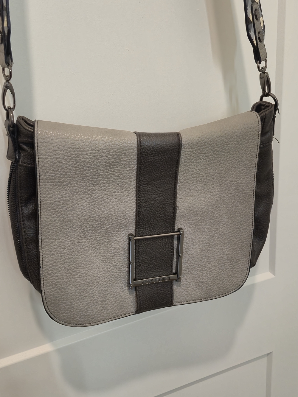 Steve Madden Two-Tone Taupe and Dark Brown Crossbody Bag